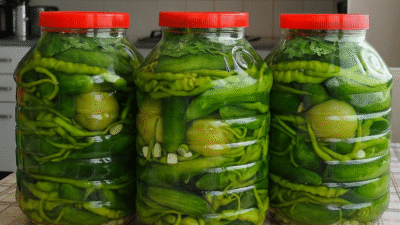 karışık salatalık ve yeşil biber turşusu Malzemeler (5 kiloluk bidon