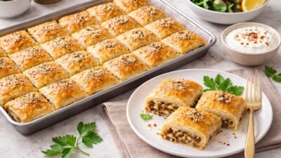 Kıymalı Börek Tarifi Malzemeler İç harcı için: 400 g orta