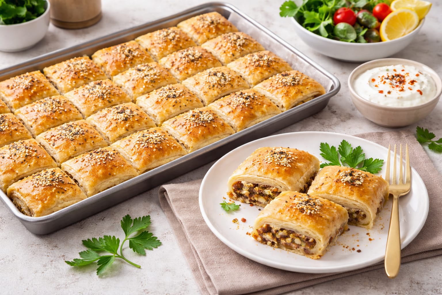 Kıymalı Börek Tarifi Malzemeler İç harcı için: 400 g orta