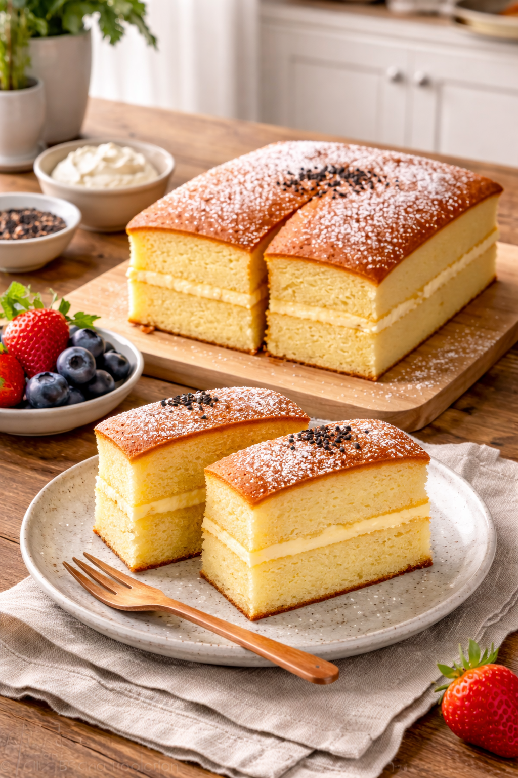 Kasutera (Asya Keki) Tarifi Malzemeler: 4 adet yumurta (oda sıcaklığında)