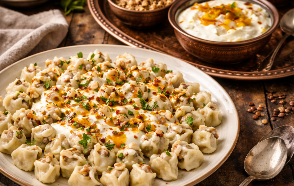 Sinop Mantısı Tarifi Sinop mantısı; büyük bohça şeklinde, bol cevizli,