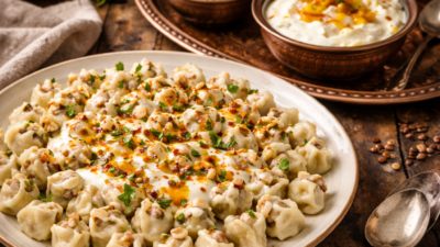 Sinop Mantısı Tarifi Sinop mantısı; büyük bohça şeklinde, bol cevizli,