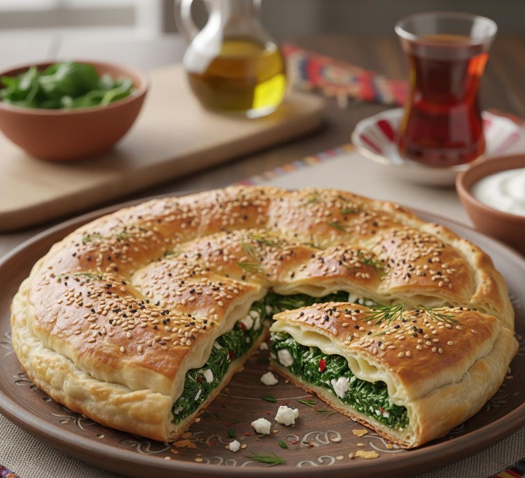 ISPANAKLI PEYNİRLİ BÖREK TARİFİ (Tepside, dilimli, kıtır üstlü) Malzemeler İç