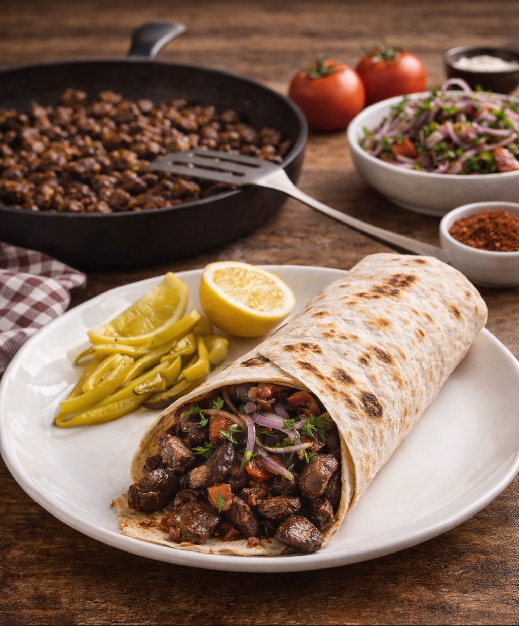 Ev Yapımı Ciğer Tantuni Malzemeler Ciğer İçin: 500 g dana