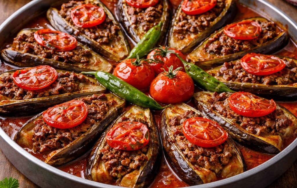 Tepside Bol Etli Batlıcan Kebabı Tepside Bol Etli Batlıcan Kebabı Kıymalı Harç İçin 600 g