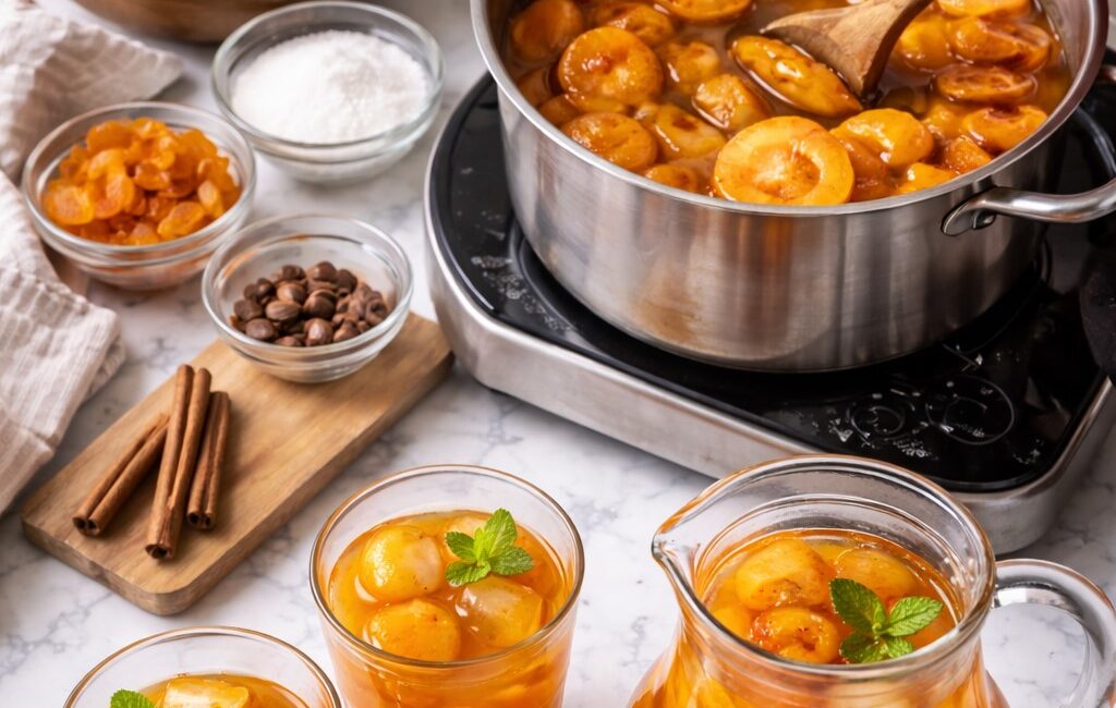 Kayısı Kompostosu Tarifi Kayısı Kompostosu Tarifi Malzemeler 500 g taze kayısı (8–10 adet,