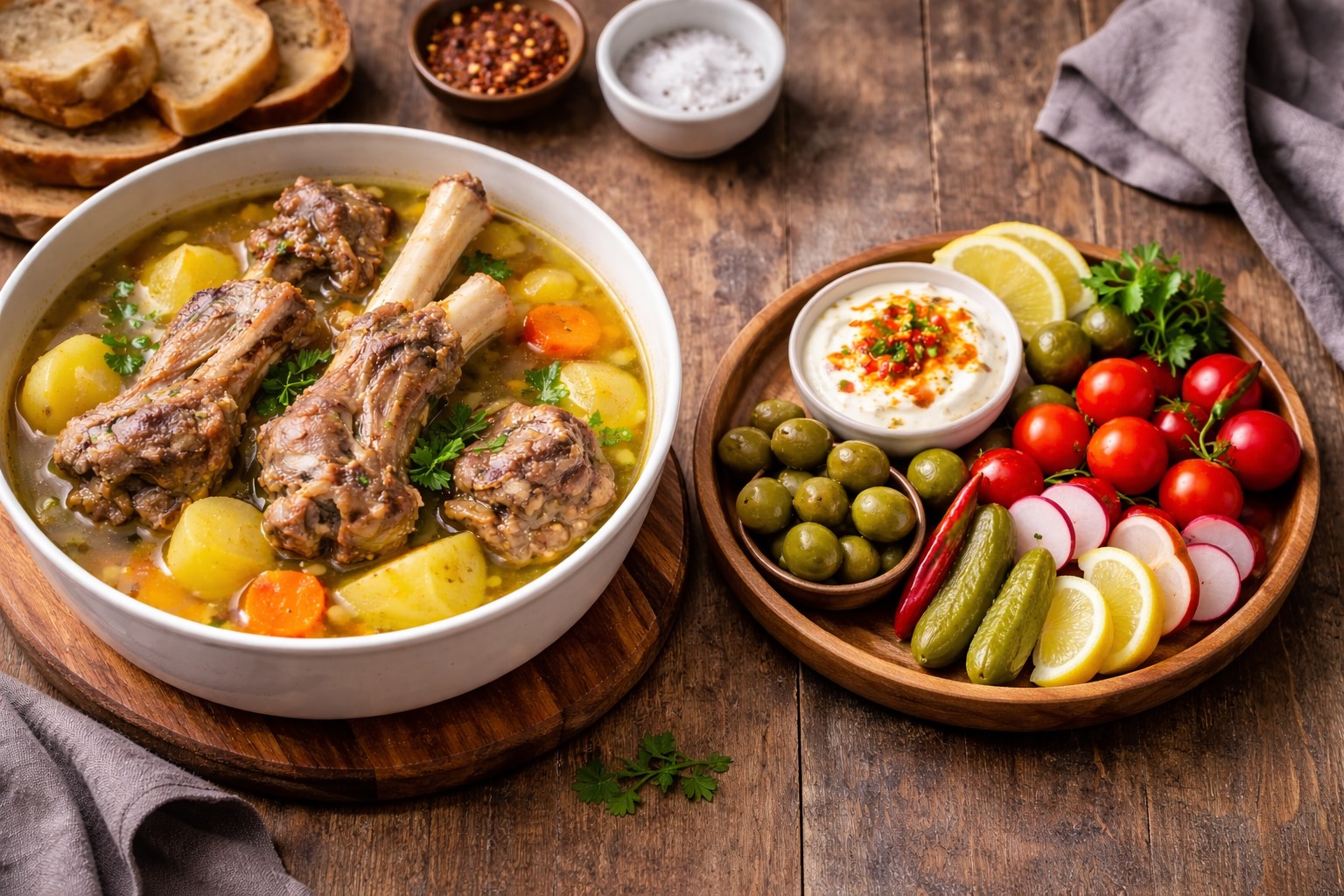 Kemikli Et Haşlama Tarifi Malzemeler (4–5 kişilik) 1 kg kemikli