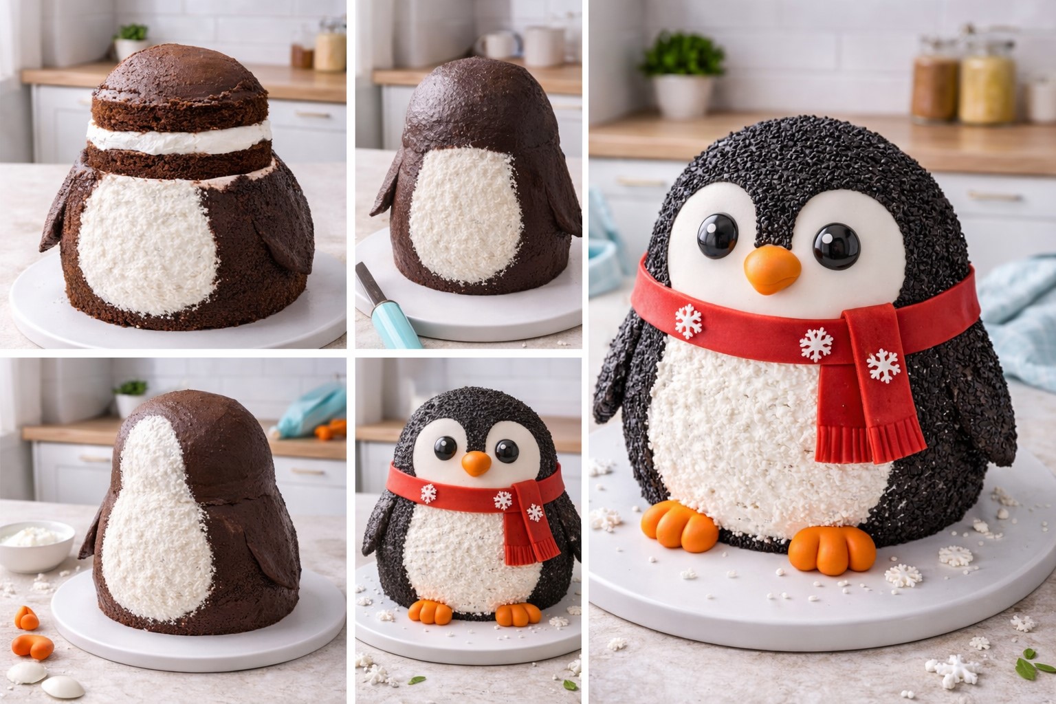 Penguen Şeklinde Pasta Tarifi