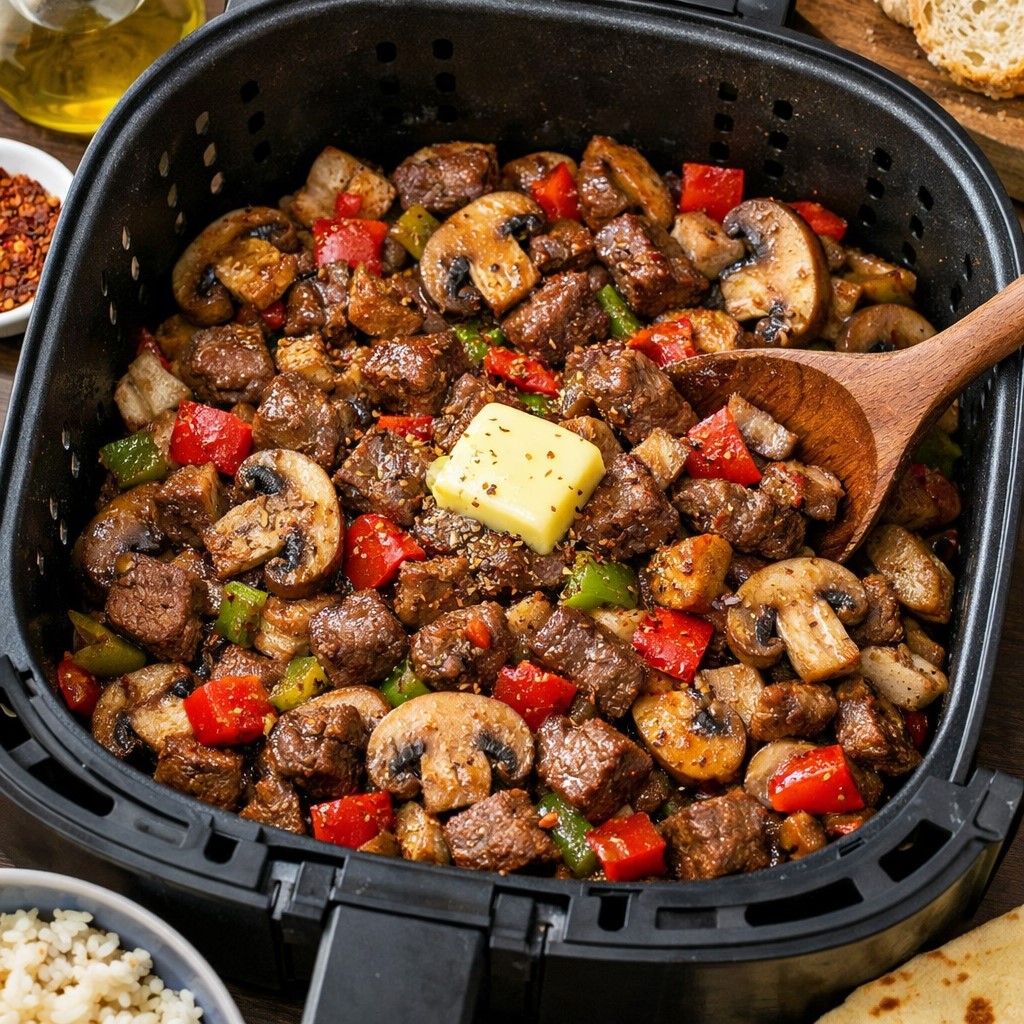 Airfryer Etli Mantar Sote Tarifi Malzemeler 300–400 g dana kuşbaşı