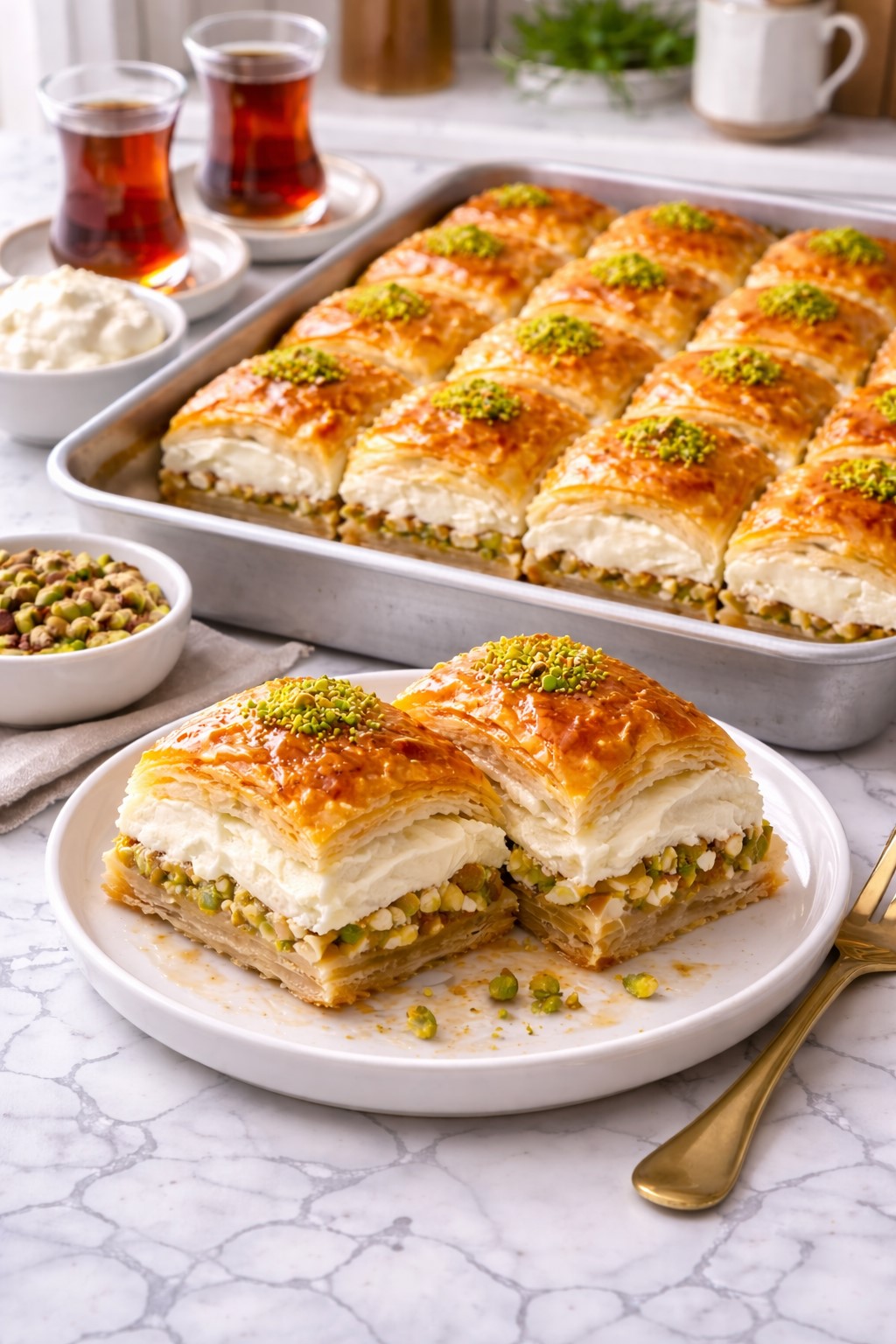 Evde Kaymaklı Baklava Tarifi (Bol Kaymaklı) Malzemeler Hamuru için 3