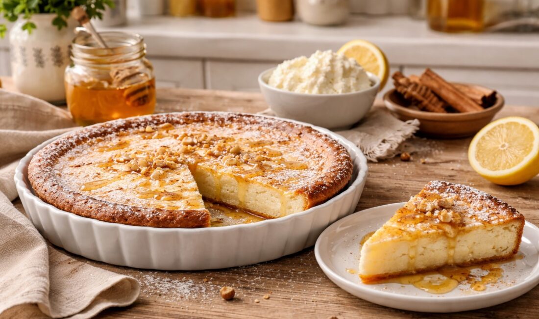 Melopita Tatlısı (Yunan Bal Tatlısı) Melopita Tatlısı (Yunan Bal Tatlısı) Melopita, bal ve peynirle yapılan