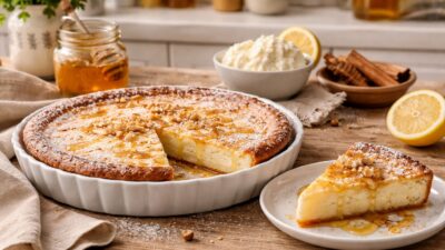 Melopita Tatlısı (Yunan Bal Tatlısı) Melopita, bal ve peynirle yapılan