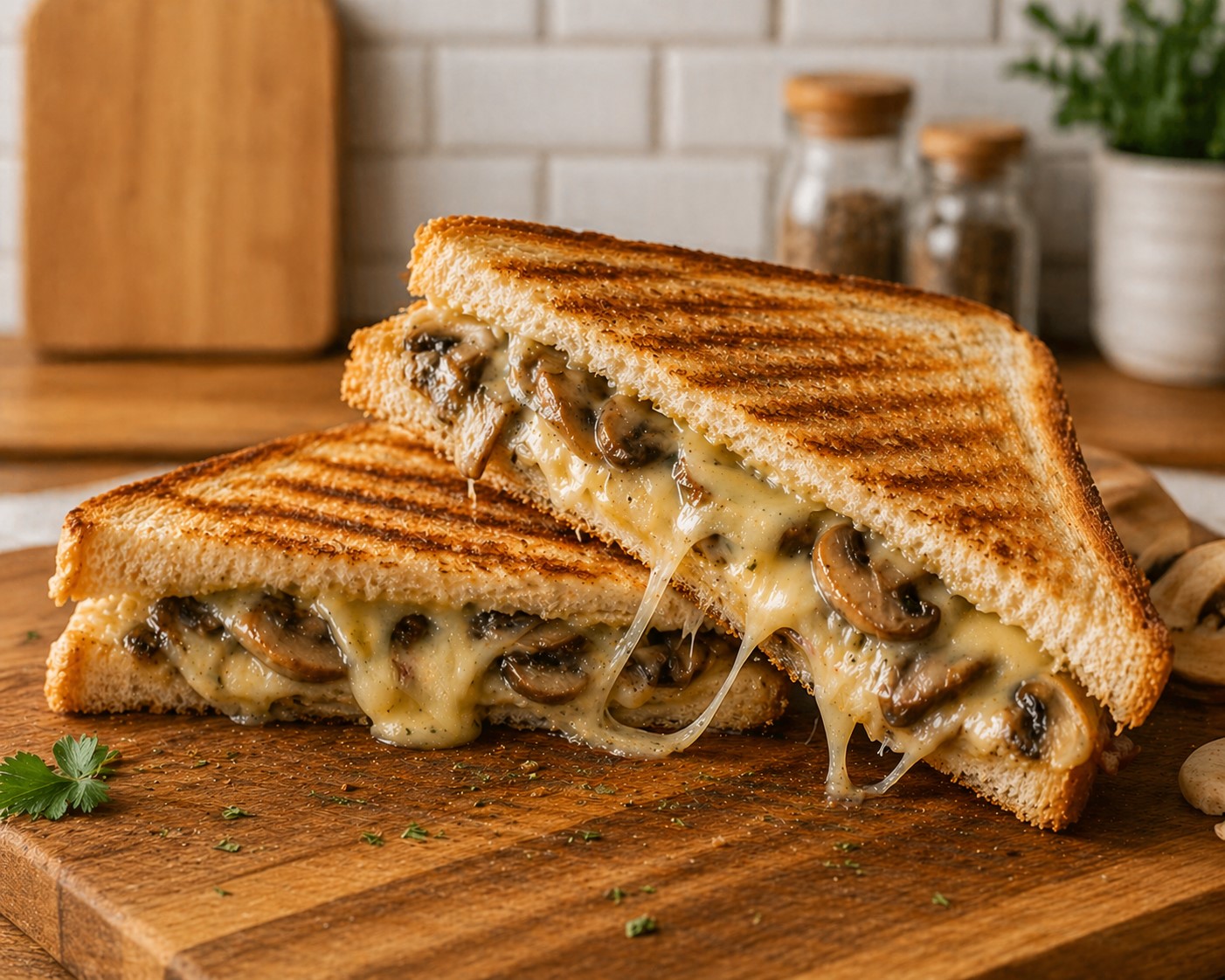 Mantarlı Kaşarlı Tost (2 tost için) Malzemeler 4 dilim tost