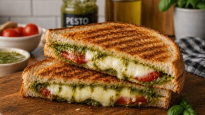 Mozzarella & Pesto Soslu Gurme Tost Malzemeler 2 tost için
