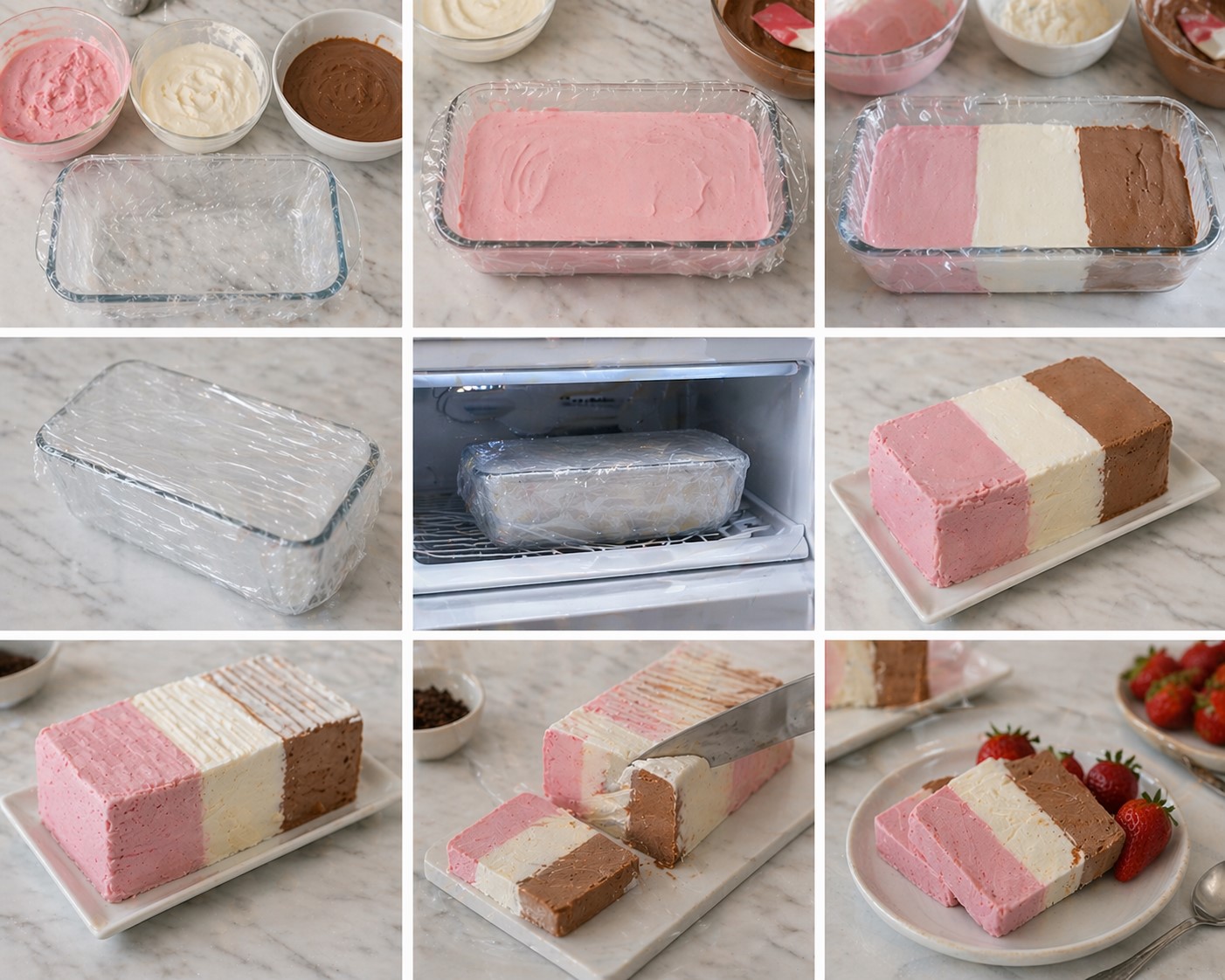 Neapolitan Ice Cream (3 Katlı) Malzemeler Ortak baz (3 kat