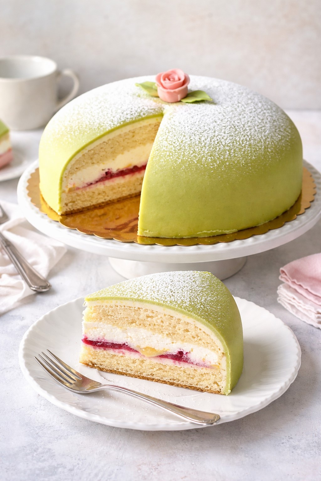 Prenses Pastası (Prinsesstårta) Tarifi İsveç’e Özgü Klasik Pasta Pandispanya (Kek