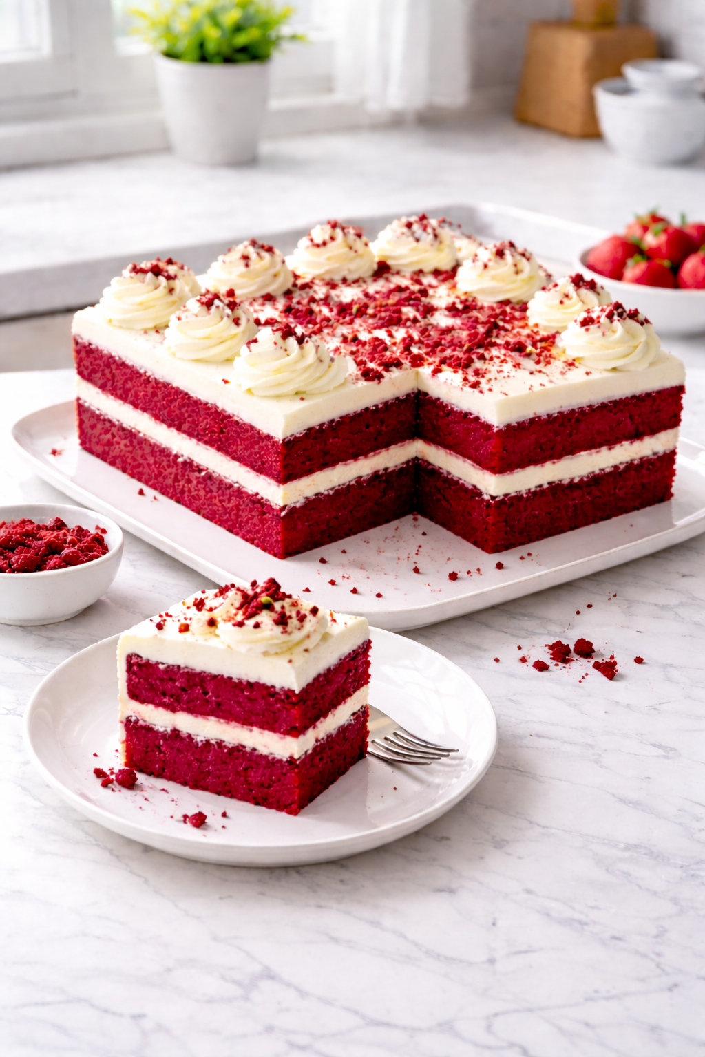 Red Velvet Pasta (Kare Kalıp – 8-10 kişilik) Ölçülü Tarif