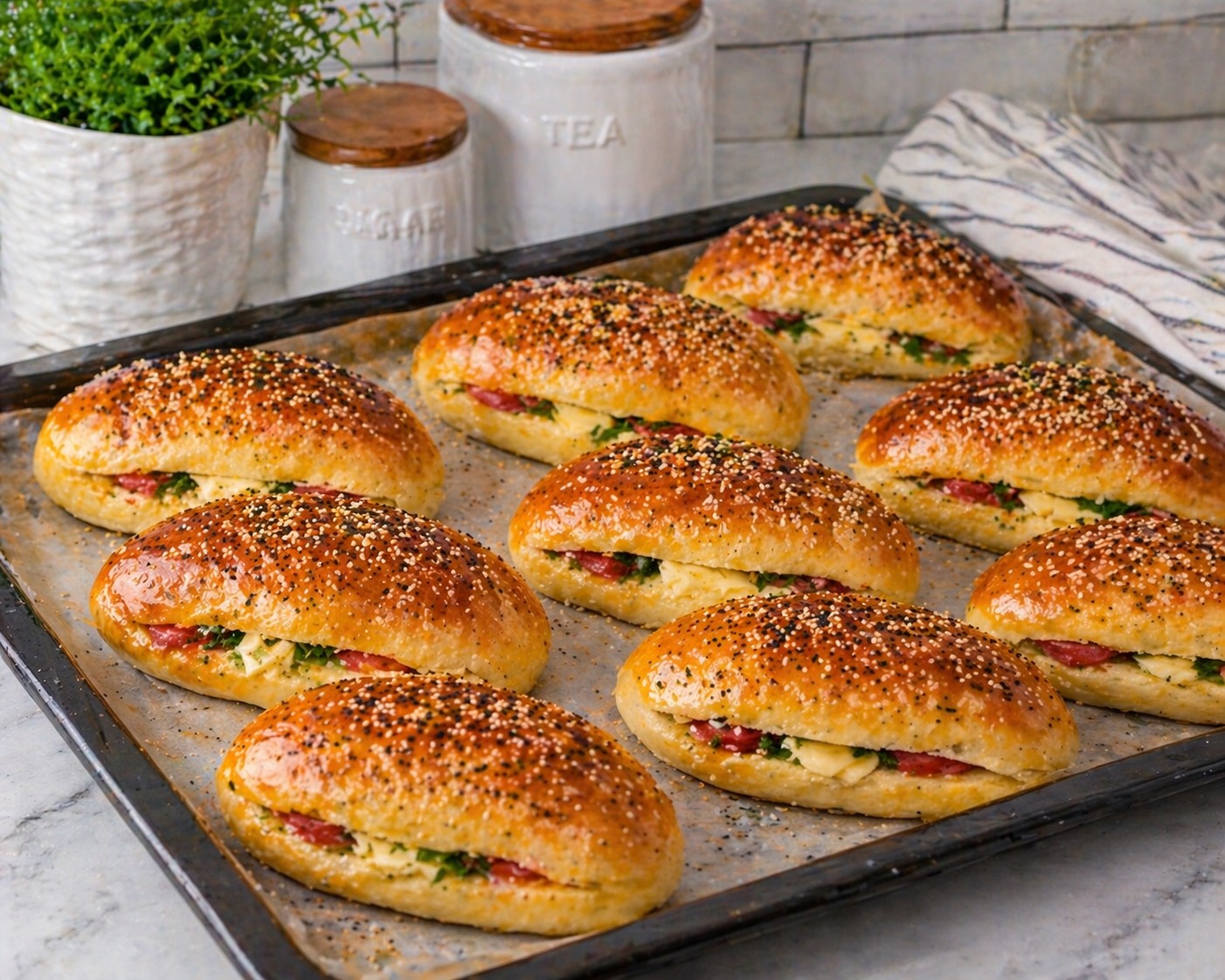 Sandviç Poğaça Yaklaşık 12–15 adet sandviç Hamur için: 1 su