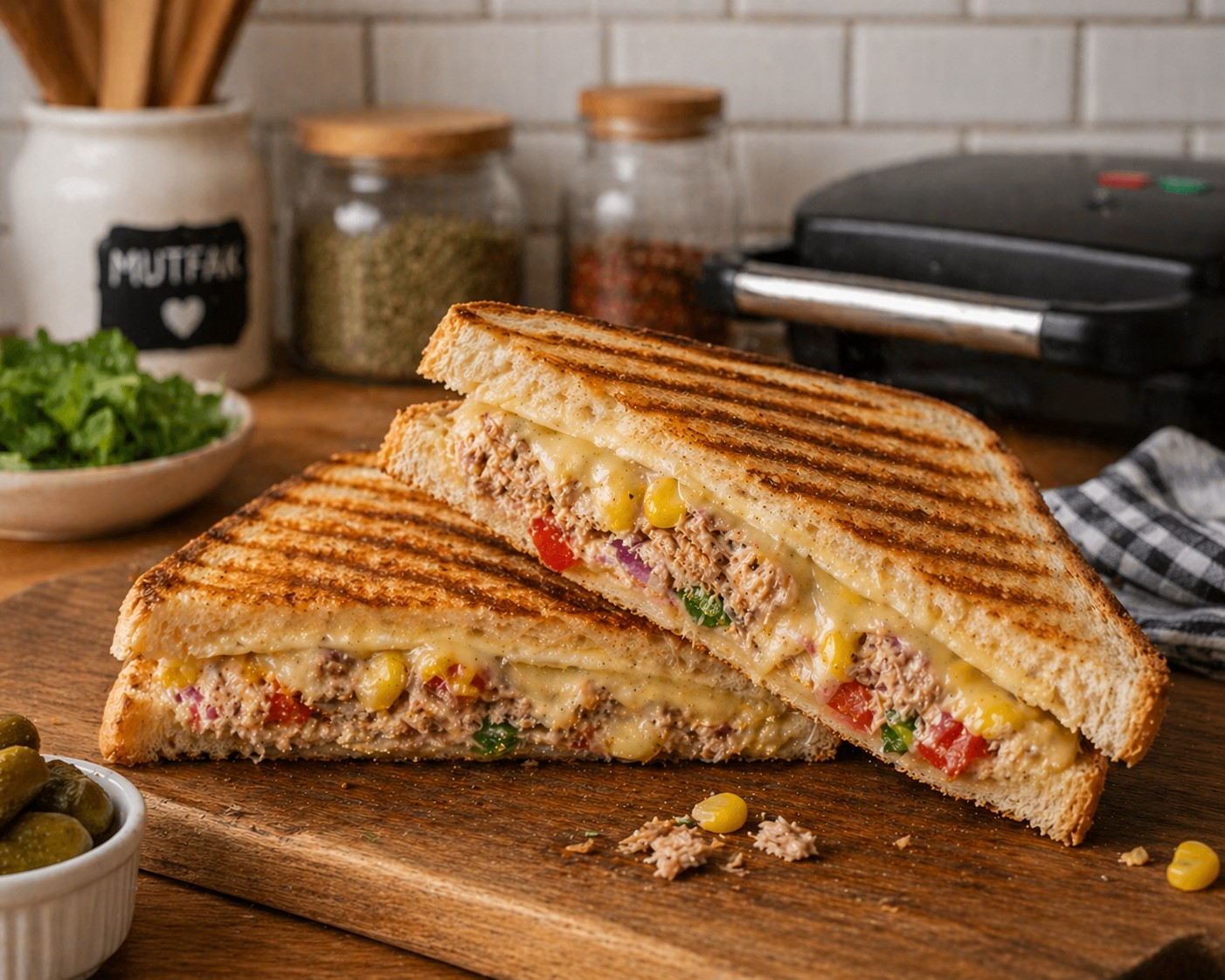 Ton Balıklı Tost Malzemeler 2 tost için 4 dilim tost