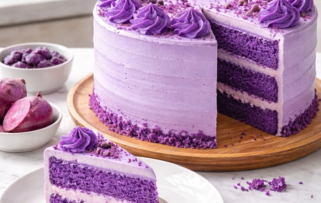 Mor Pasta (Ube Cake) 8-10 kişilik Ölçülü Tarif Filipinlere Özgü