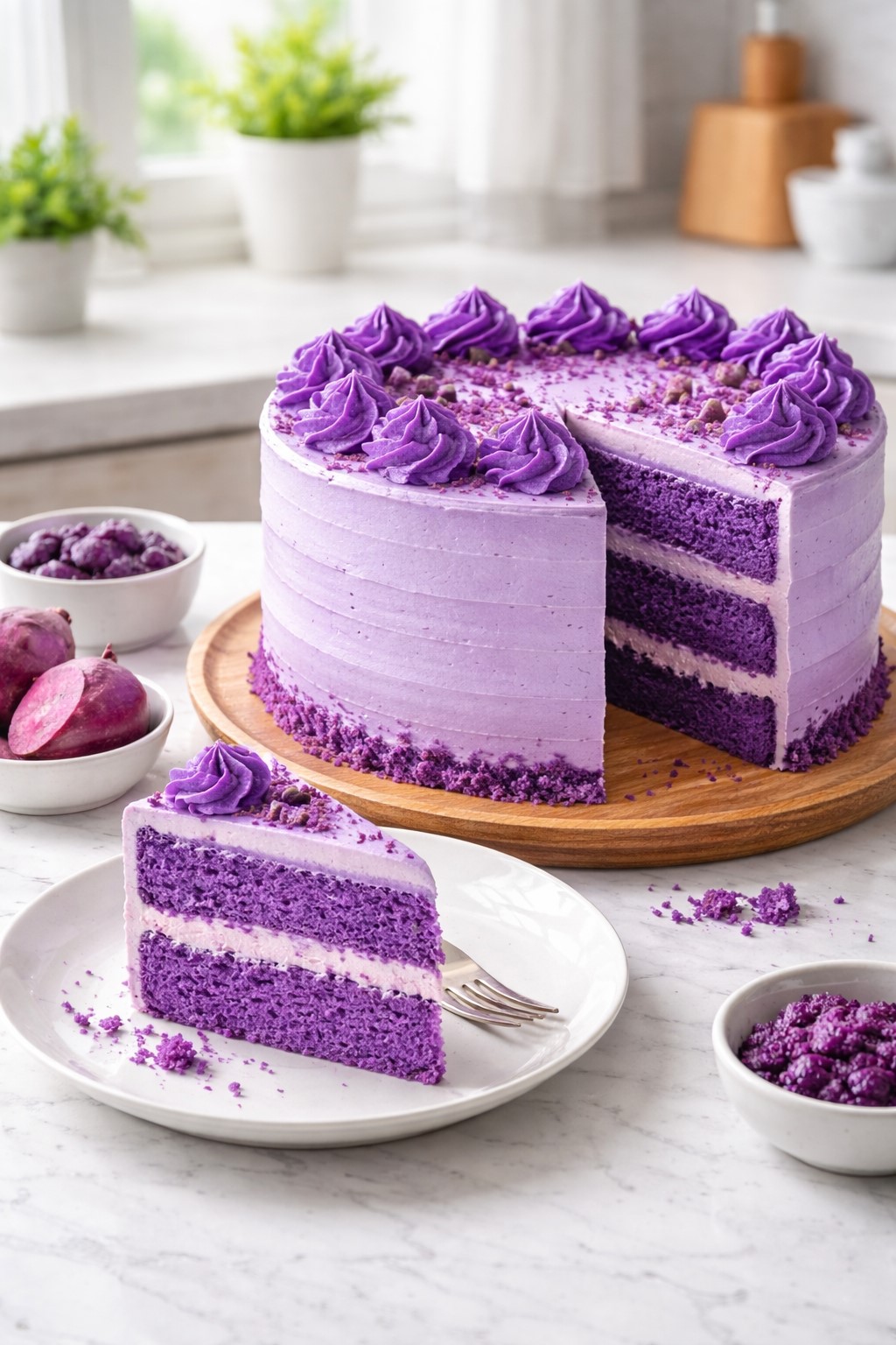 Mor Pasta (Ube Cake) 8-10 kişilik Ölçülü Tarif Filipinlere Özgü