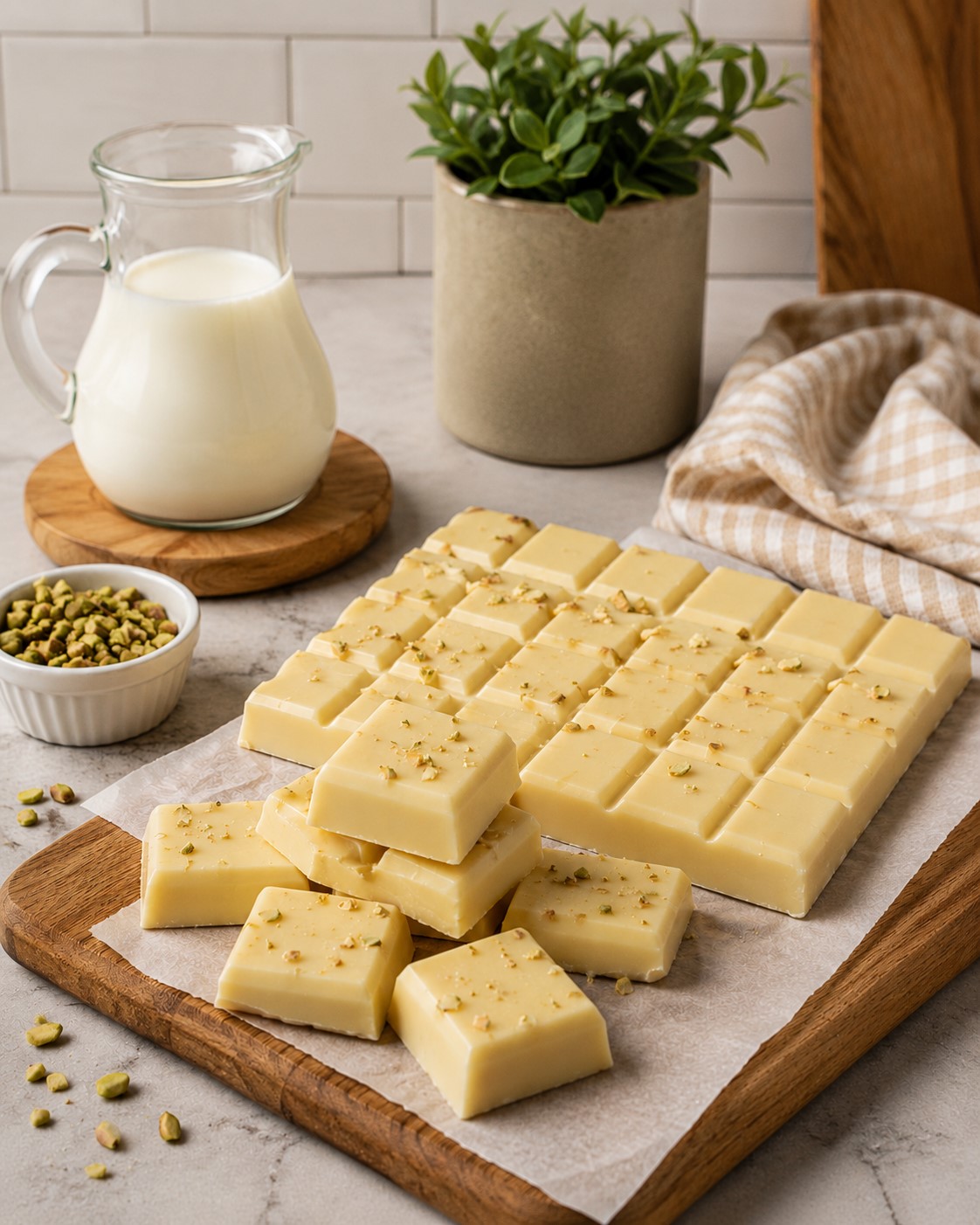 Ev Yapımı Sütlü Çikolata Malzemeler 200 g beyaz çikolata 100