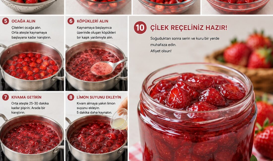 Çilek Reçeli Çilek Reçeli (Tam Ölçülü Tarif) Malzemeler 1 kg çilek 800