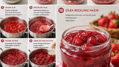 Çilek Reçeli (Tam Ölçülü Tarif) Malzemeler 1 kg çilek 800