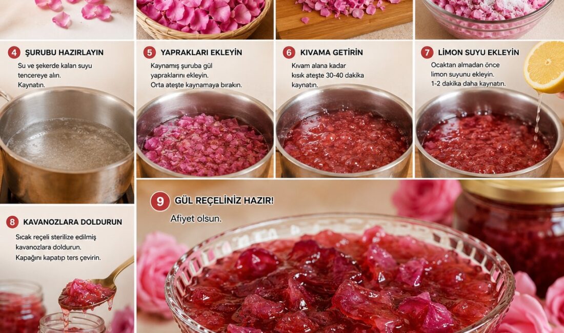 Gül Reçeli Gül Reçeli (Ölçülü Tarif) Malzemeler 250 gram kokulu pembe gül