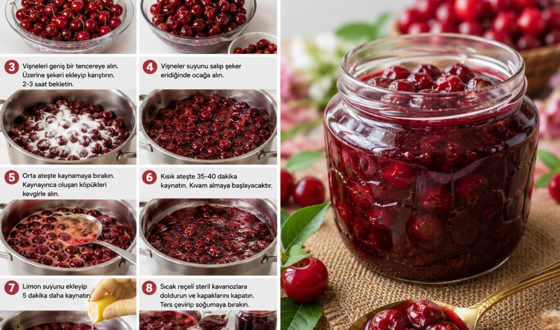 Vişne Reçeli Vişne Reçeli (Tam Ölçülü Tarif) Malzemeler 1 kg vişne 800