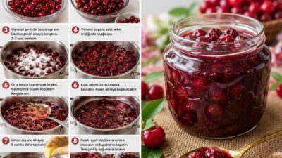 Vişne Reçeli Vişne Reçeli (Tam Ölçülü Tarif) Malzemeler 1 kg vişne 800